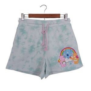 Care Bears Women's Blue Tie-Dye Size Medium Casual Cotton Shorts Pants